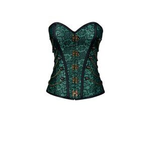 Charmain Corset Women Steampunk Green Brocade Chains Gothic 2XL Renaissance